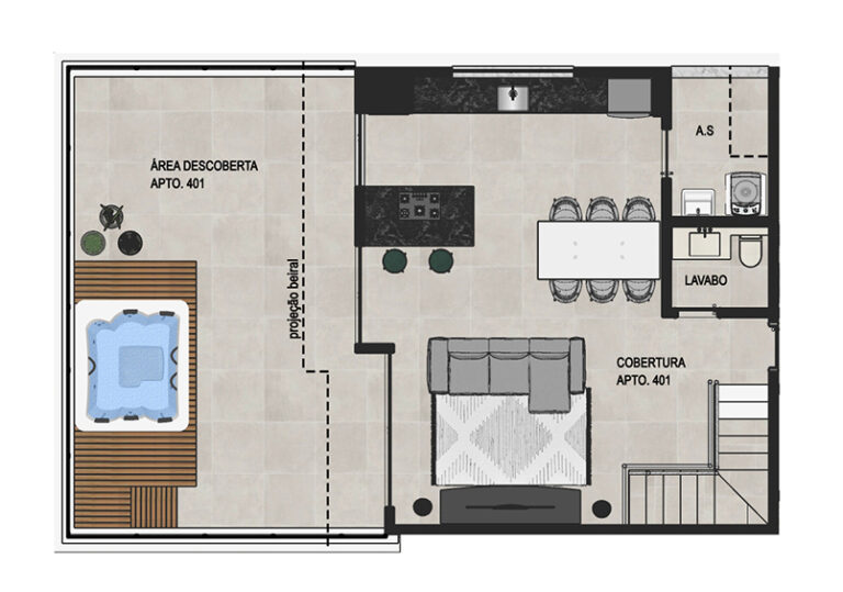 residencial marselha - planta 401 - cobertura